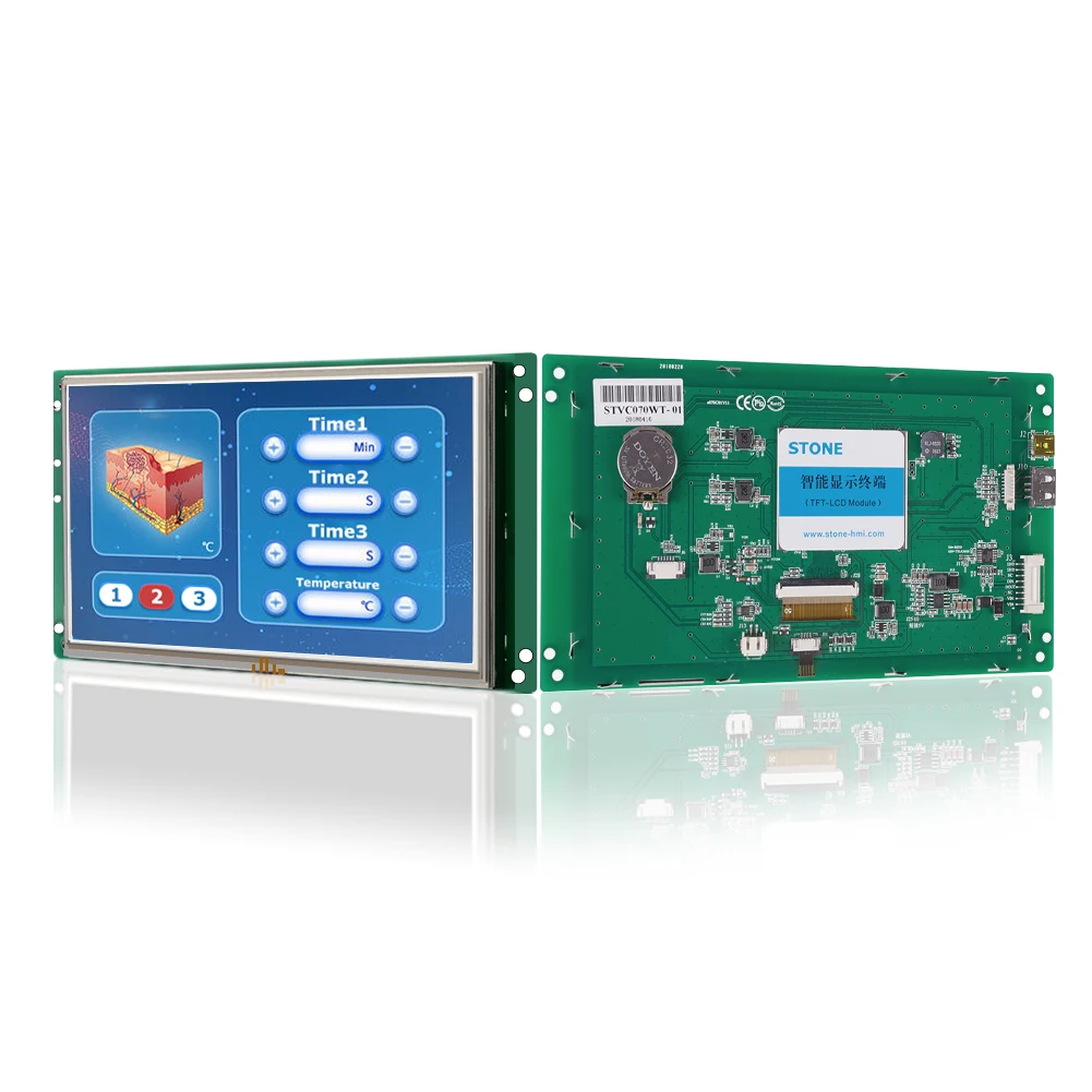Каменный 7-дюймовый промышленный программируемый TFT LCD модуль, Сенсорная панель HMI, встроенное программное обеспечение 800 * 480 с портом UART . ' - ' . 1