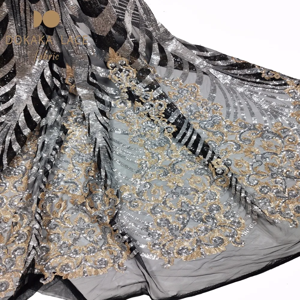 Ослепительный дизайн, африканская чистая Вуаль, кружевная ткань 2019, Нигерийская вышивка с блестками, Тюлевая сетка, кружево для женского платья . ' - ' . 1