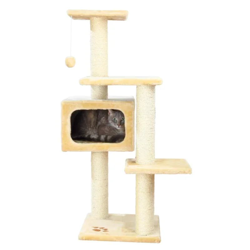 4-Уровневая 43-дюймовая Кошачья елка TRIXIE Palamos из плюша и сизаля с когтеточками и Кондо, бежевые игрушки для кошек, кошка, взбирающаяся на дерево . ' - ' . 1