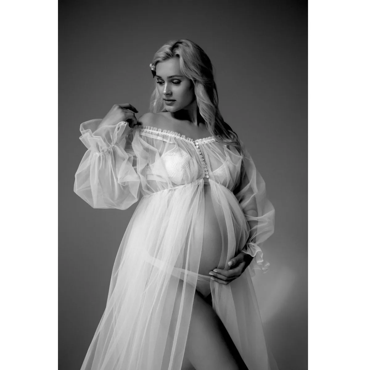 Сексуальные прозрачные платья для беременных с открытыми плечами для беременных, Халат для фотосессии, ночное платье для выпускного вечера . ' - ' . 2