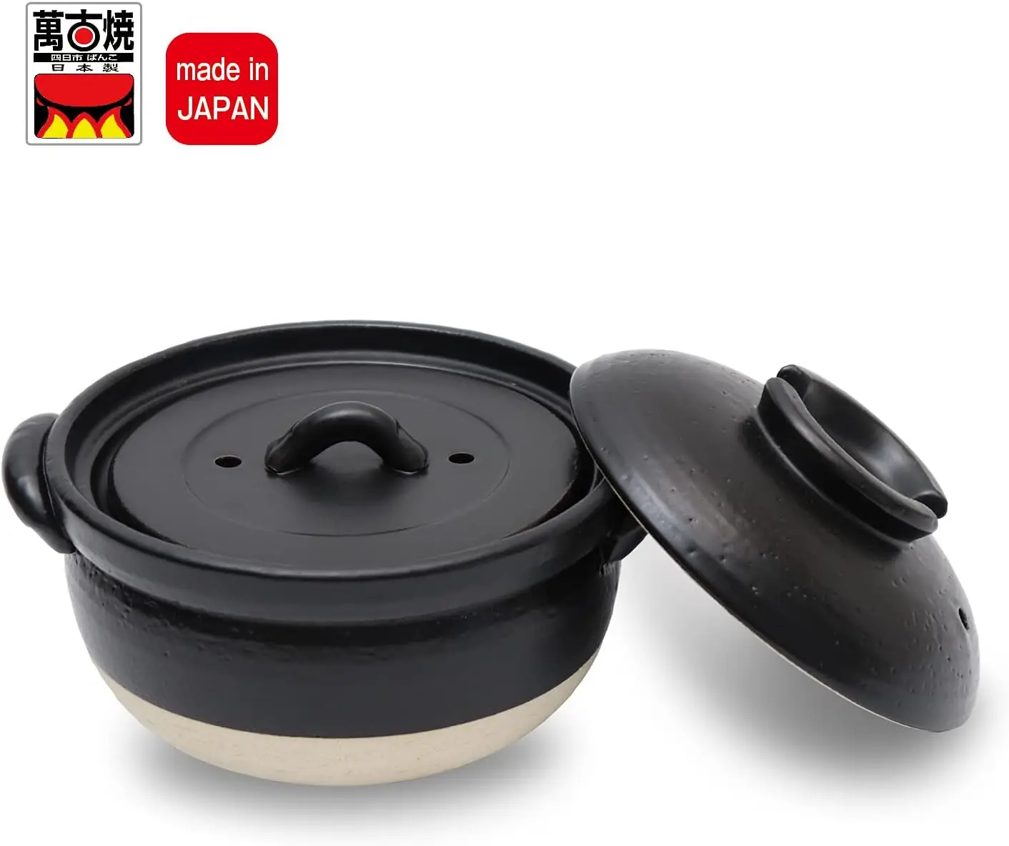 Глиняная рисоварка, кастрюля-запеканка в японском стиле, Япония, на 1-2 чашки с двойными крышками, безопасна для микроволновой печи . ' - ' . 3