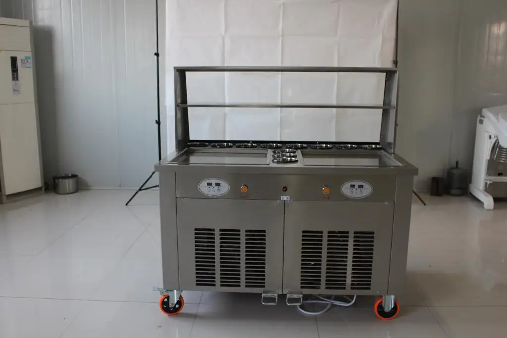 бесплатная доставка CE R410 R404 машина для жарки мороженого машина для жарки рулонов льда плоская сковорода двойная сковорода для рулонов жареного мороженого машина для рулетов . ' - ' . 3