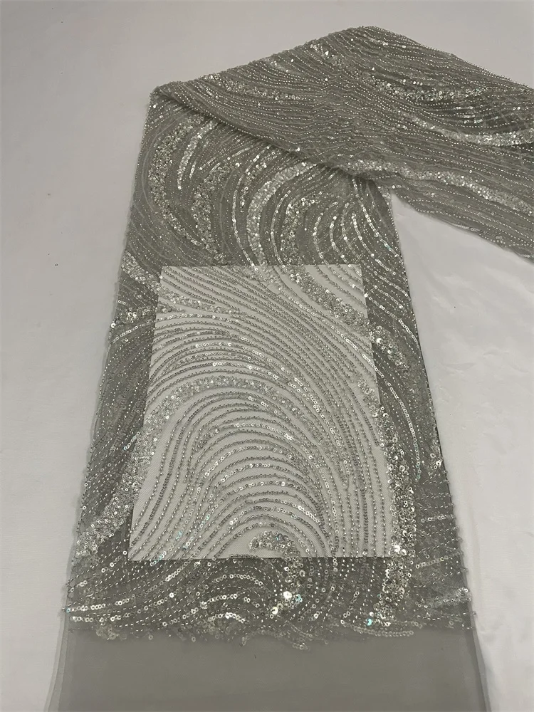 Новейшая черная африканская кружевная ткань ручной работы из 3D бисера, французская сетчатая кружевная ткань, Цветочная вышивка бисером Для свадебного шитья . ' - ' . 3