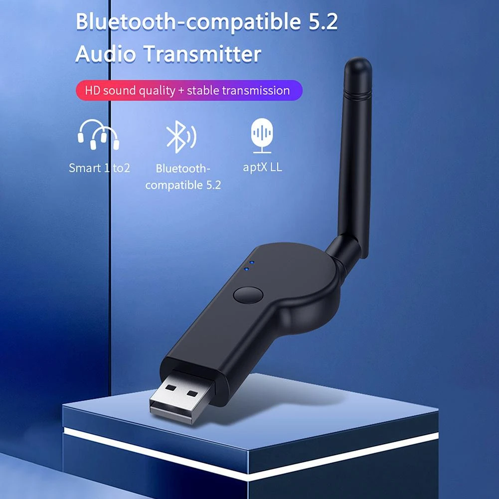 USB-адаптер Bluetooth 5.2, совместимый с Bluetooth 5.2, USB-передатчик, 3,5 мм Внешняя антенна, Компьютерный аудиоадаптер . ' - ' . 3