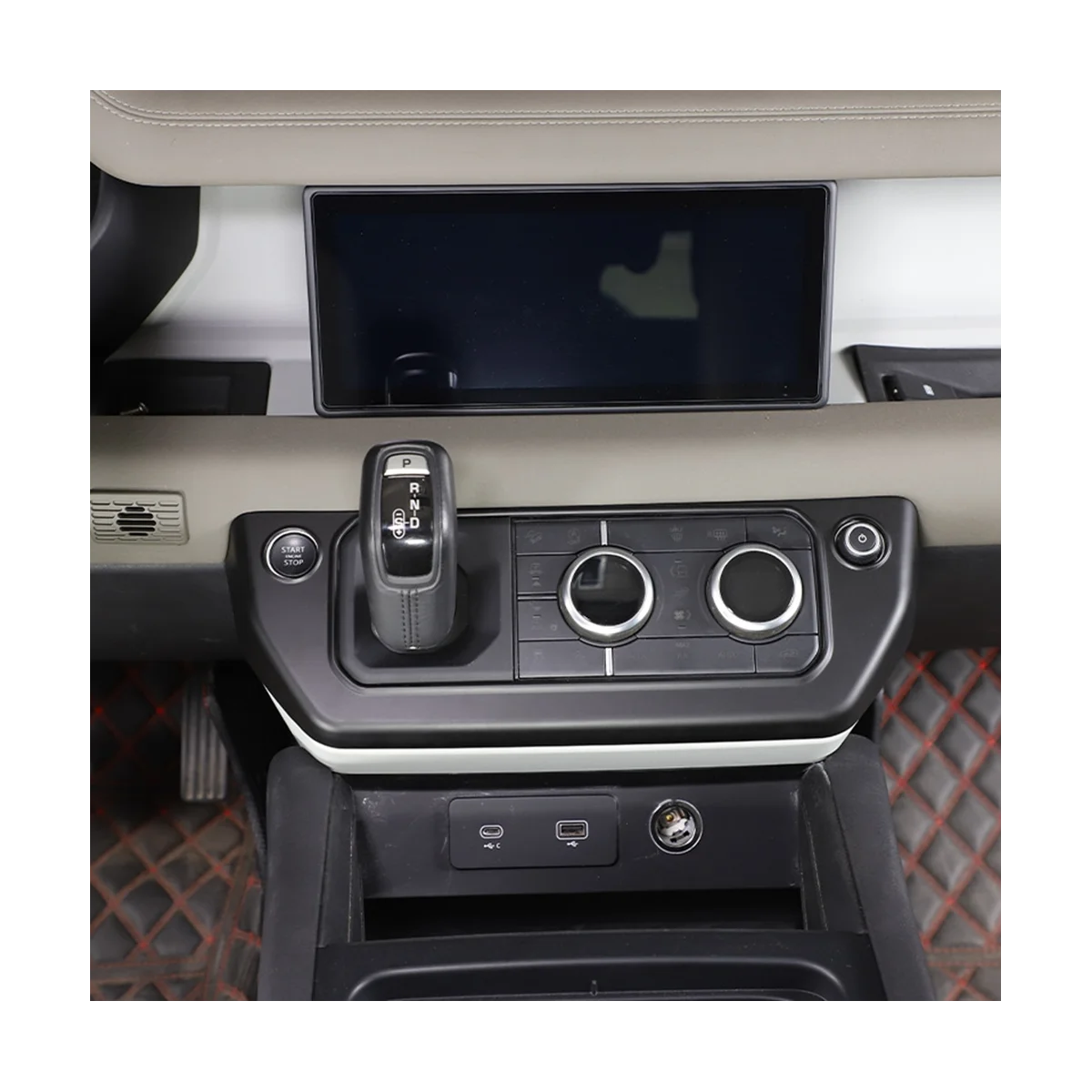 Отделка рамки кнопки режима кондиционирования воздуха на центральной консоли автомобиля . ' - ' . 3