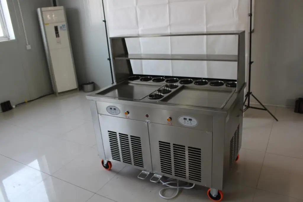 бесплатная доставка CE R410 R404 машина для жарки мороженого машина для жарки рулонов льда плоская сковорода двойная сковорода для рулонов жареного мороженого машина для рулетов . ' - ' . 4