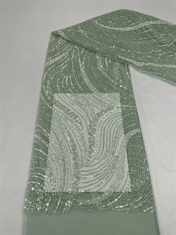 Новейшая черная африканская кружевная ткань ручной работы из 3D бисера, французская сетчатая кружевная ткань, Цветочная вышивка бисером Для свадебного шитья . ' - ' . 4