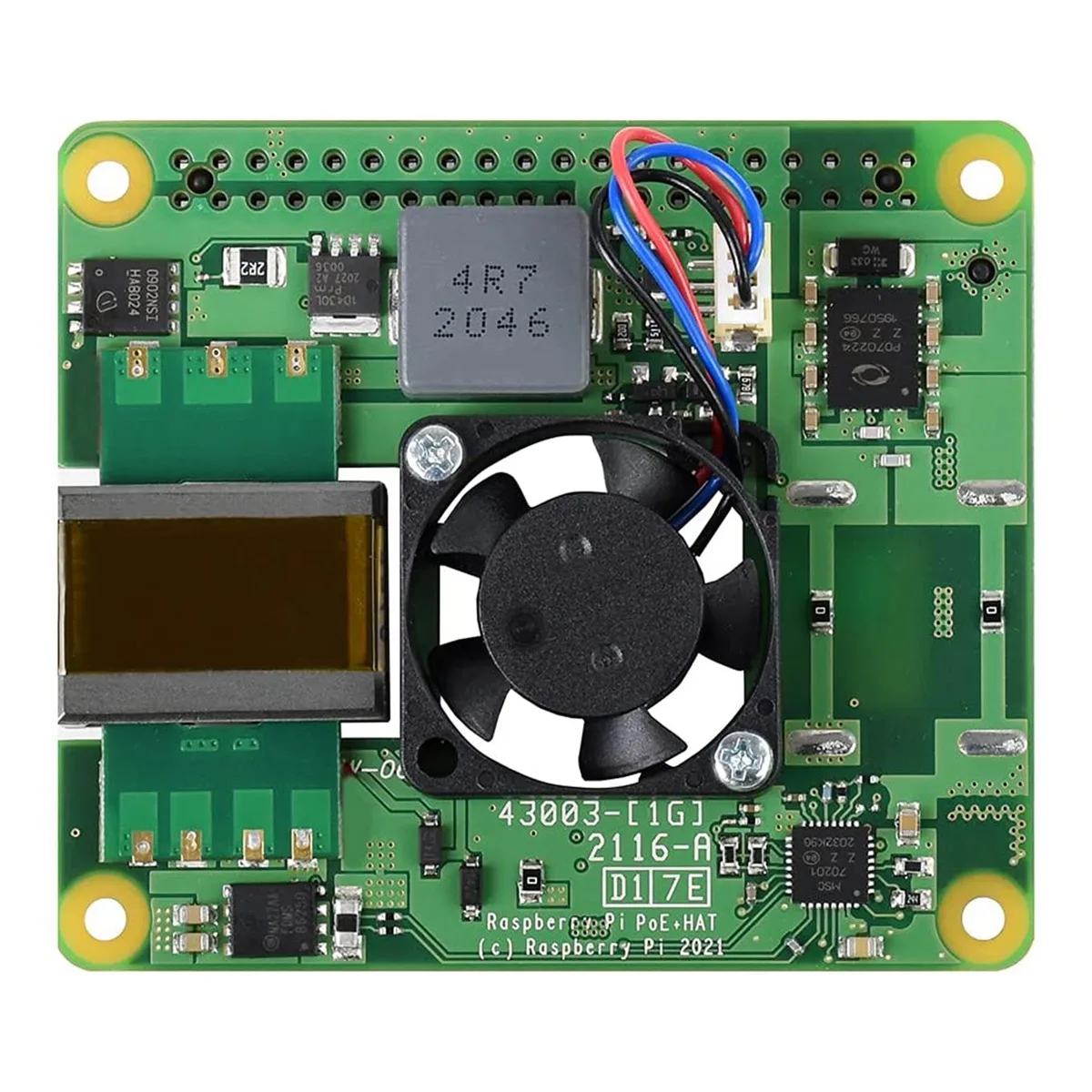 Waveshare для Raspberry Pi POE + HAT 4 / 3B +, поддерживает стандарт PoE 802.3At с напряжением 5 В постоянного тока / 4A, с управляемым бесщеточным охлаждающим вентилятором . ' - ' . 4