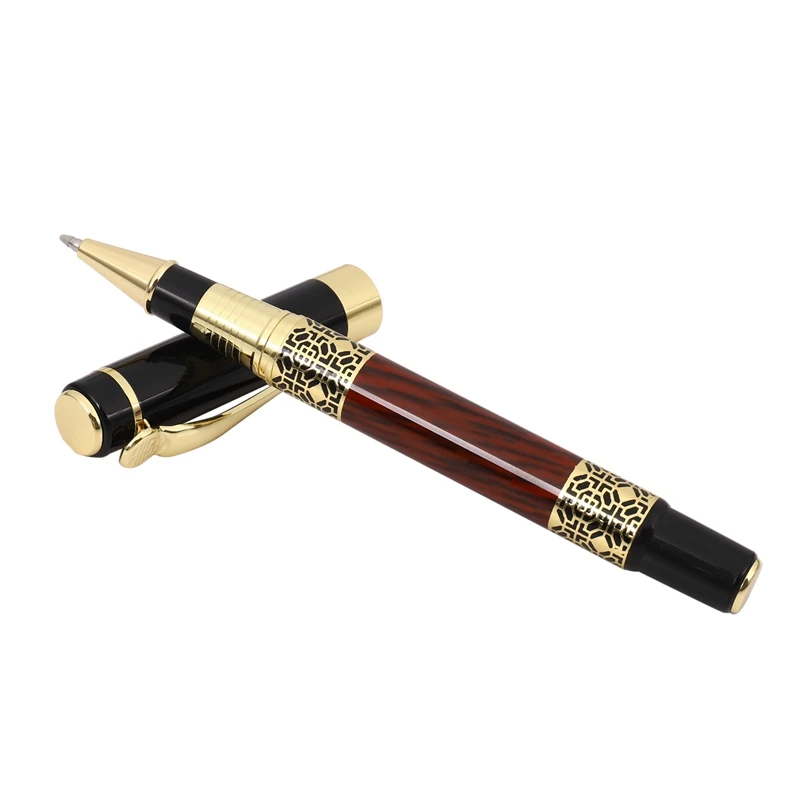 2X китайская классическая шариковая ручка с роликами, элегантная шариковая ручка из золотистого металла для офиса, фирменная школьная ручка . ' - ' . 4