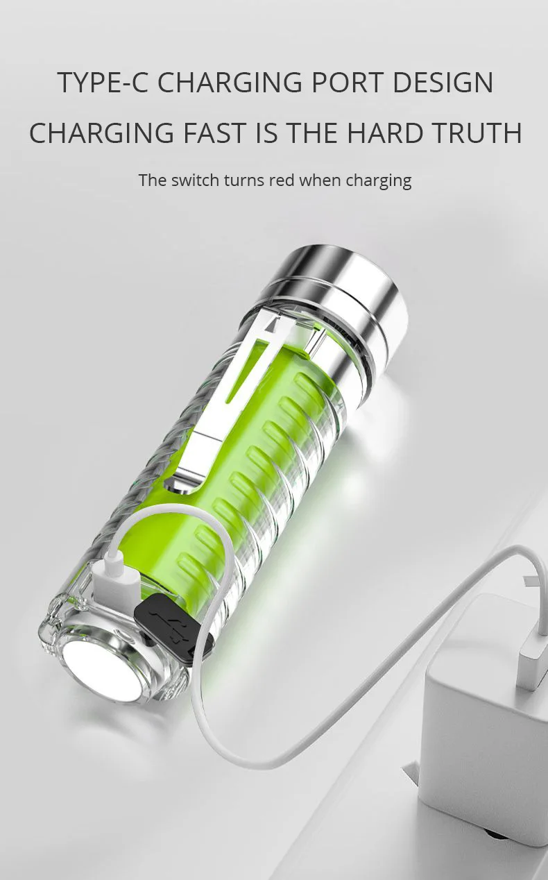 МИНИ-брелок-фонарик USB C, перезаряжаемая светодиодная лампа-фонарик с магнитом, УФ-лампа для кемпинга, Многофункциональные портативные осветительные приборы . ' - ' . 4