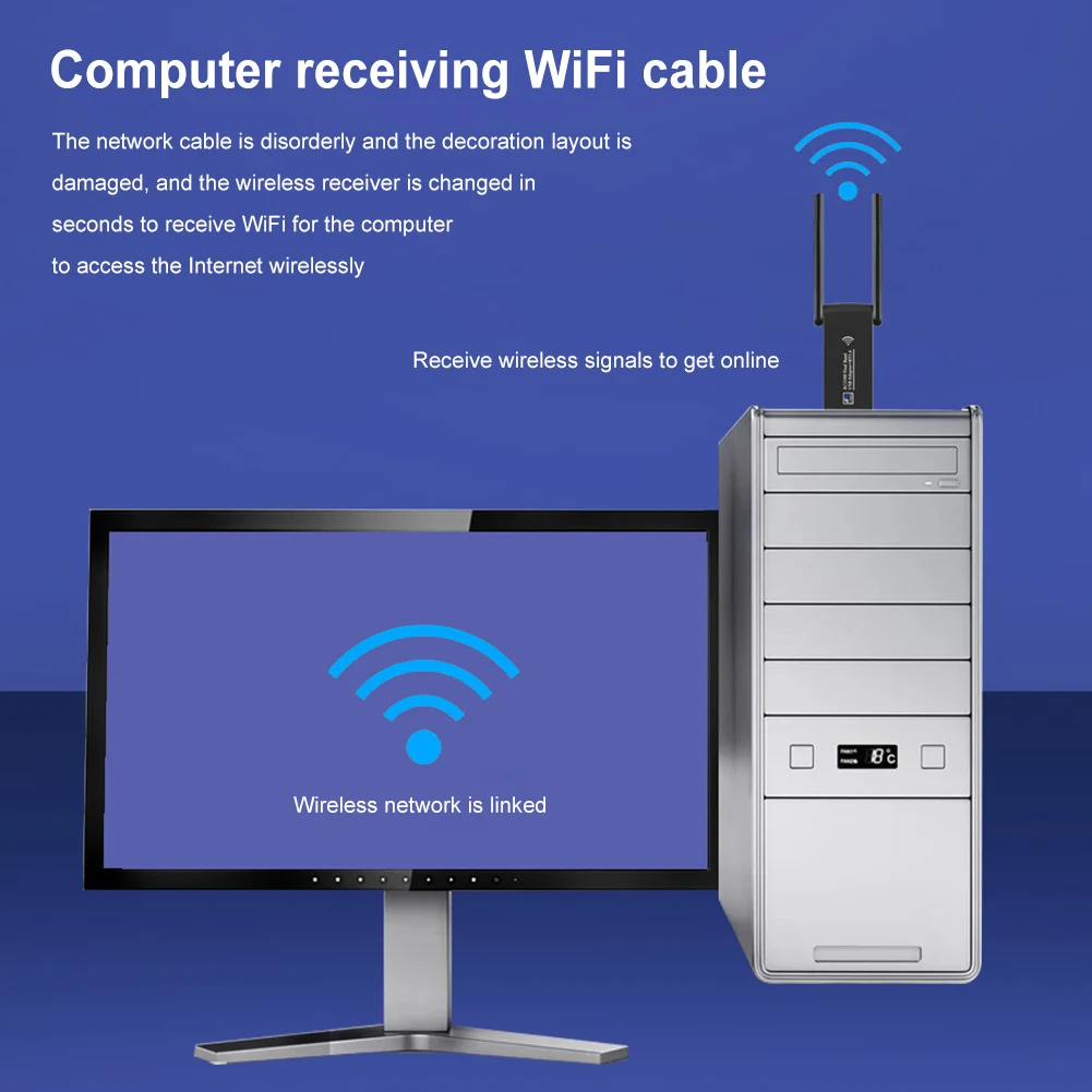 1300 Мбит/с WiFi 6 USB Адаптер Беспроводная Сетевая карта USB 3,0 WiFi Bluetooth Ключ LAN Ethernet Двухдиапазонный 2,4 G/5,8 G Для Портативных ПК . ' - ' . 5