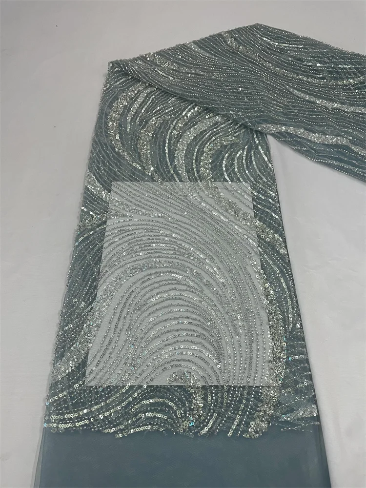 Новейшая черная африканская кружевная ткань ручной работы из 3D бисера, французская сетчатая кружевная ткань, Цветочная вышивка бисером Для свадебного шитья . ' - ' . 5