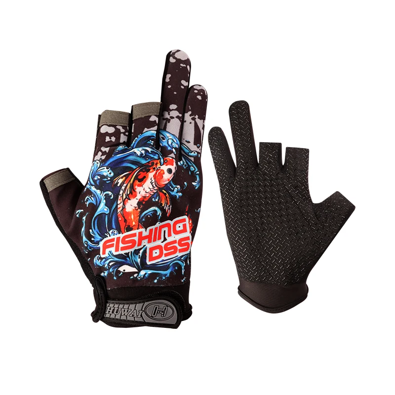 1 пара перчаток для спорта на открытом воздухе, Перчатки для рыбалки, Мужские солнцезащитные перчатки для рук, Одежда для рыбалки, трехпалые полупрозрачные перчатки . ' - ' . 5
