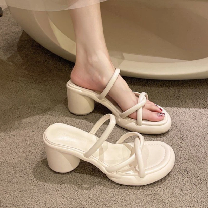 Летние босоножки на высоком каблуке, Пикантные легкие удобные босоножки с открытым носком, свадебные туфли на высоком каблуке во французском стиле в стиле ретро . ' - ' . 5